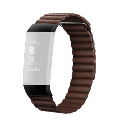 สายนาฬิกาหนังแม่เหล็ก18มม. สำหรับ Fitbit Charge 4/3,Sizeแว่นกันแดด S (สีน้ำตาลกาแฟ)