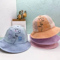 Kids Dinosaur Pattern Beach Cap Mesh Bucket Hat With Chin Strap For Baby Boys Girls 6-24 Months