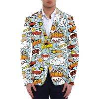 ZZOOI Men 3D graffiti print blazers Boys Costum Oversize Fashion Summer Male Casual office Jackets Blazers Suits Harajuku streetwear