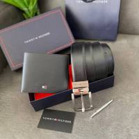 Tommy Hilfiger Set กระเป๋าสตางค์+เข็มขัดหนังแท้