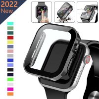 Glass+Cover For Apple Watch 8 7 6 5 4 SE Straight Edge Bumper For iWatch series 45mm 41mm 44mm 40mm Screen Protector Accessorie