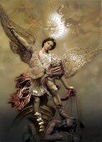 Saint Michael ศิลปะบนผนังทางศาสนาของเทวทูตโปสเตอร์ลายพิมพ์1009