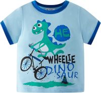 Kids Tops Boys Summer T Cotton T-Shirts Cartoon Dinosaur Graphic Girls Short Cotton Crewneck Tees 1-8 Years