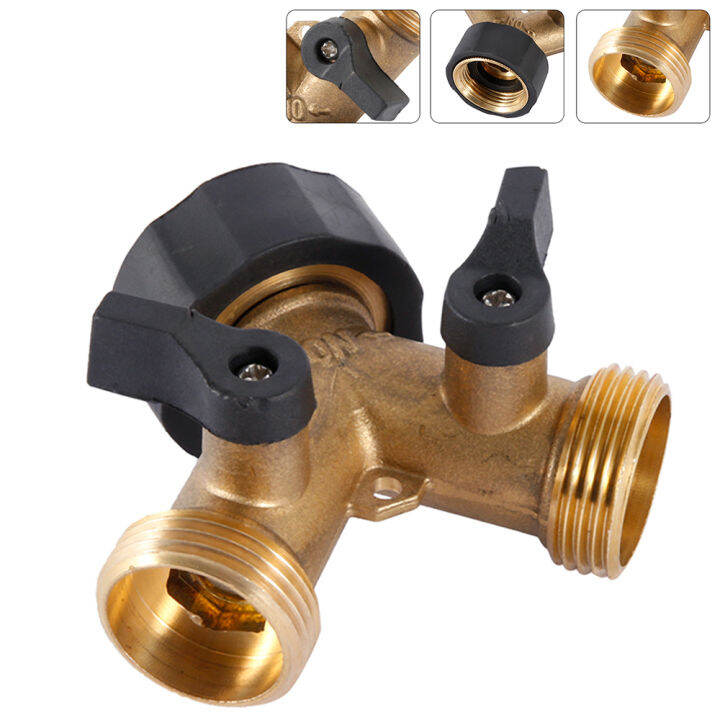 garden-hose-splitter-2-way-garden-water-distributor-solid-brass-y-valve-connector-hose-connector-garden-water-hose-adapter-3-4-นิ้วด้าย-tutue-store