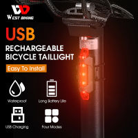 WEST BIKING ไฟท้ายจักรยานกันน้ำ,ไฟ LED ชาร์จ USB ได้อุปกรณ์เสริมจักรยานไฟเตือนความปลอดภัยสำหรับการปั่นจักรยาน4โหมด