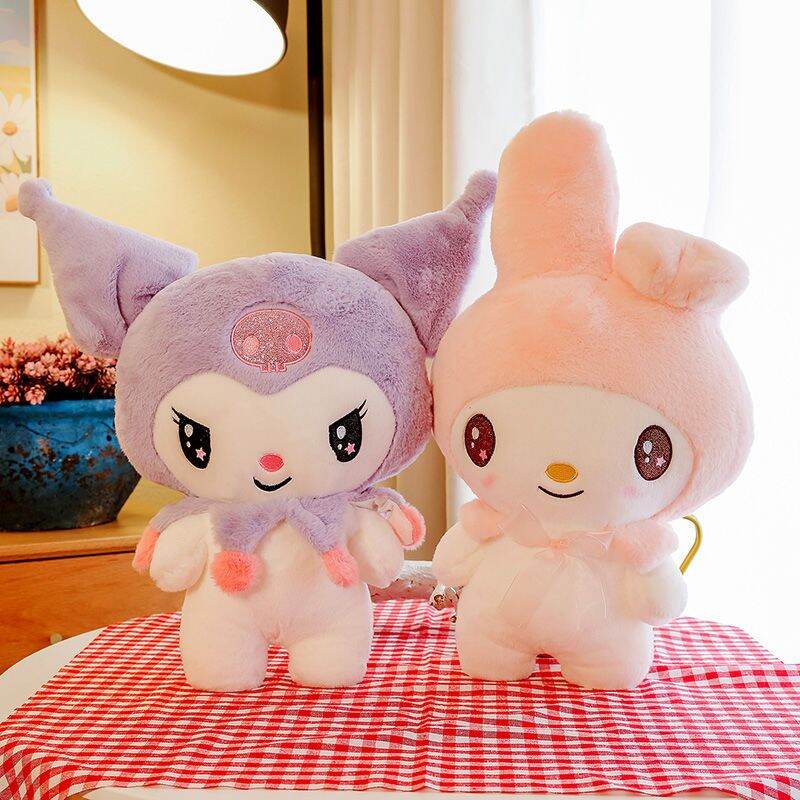 Cartoon Stuffed Animals Sanrio Kuromi My Melody Cinnamoroll Plush Toy Anime Kawaii Cut Soft Cushie Apply Girls Doll Toys Gifts