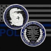 Saint Michael Law Enforcement Police Challenge Coin God Bless The Police Prayer Silver Plated Commemorative Coin Collection Gift