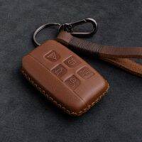 1 PCS Genuine Leather Key Case Shell Car Key Bag Fob For Land Rover Range Rover Evoque Discovery 4 5 Buttons Key Cover