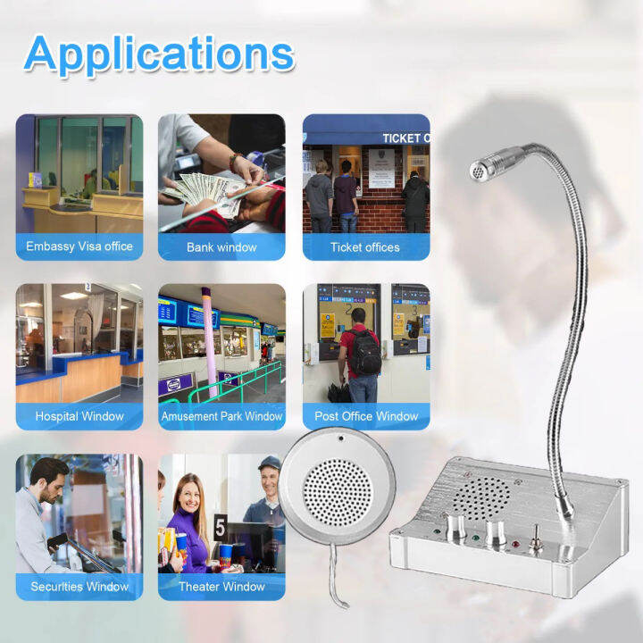 Wired Intercom for Business Window Intercom Silver Color Window Speaker ...