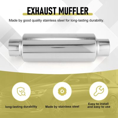 Car Exhaust Muffler 2.5 Inch Inlet Stainless Steel Universal Resonator 12 Inch Long Performance Muffler