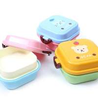 JIYAN2866 High Quality Suitable for Microwave Oven Cartoon Animals Food Container Lunch Box Double Layer Childrens Bento Box Food Grade Plastic