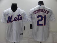 ✴ Metropolitan jersey Mets baseball uniform No. 21 SCHERZER blue and white cardigan short-sleeved T-shirt cardigan no words