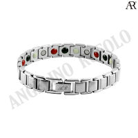 ANGELINO RUFOLO Healthy Magnetic Bracelet ดีไซน์ Classic Chain สร้อยข้อมือแม่เหล็ก Stainless Steel 316L(สแตนเลส) สีเงิน