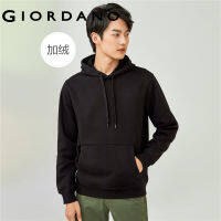 Giordano ผู้ชาย เสื้อสเวตเตอร์มีฮู้ดผ้าฟลีซมีกระเป๋าจิงโจ้ที่มีเชือกรูด Free Shipping 13021854