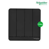 Schneider Electric : สวิตช์ไฟสองทาง 4 ช่อง, 2 Way Switch 16AX, 250V สีดำ รุ่น AvatarOn E : E8334L2_DG_G5 สั่งซื้อได้ที่ร้าน PlugOn