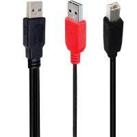 Dual USB 2.0 Male to Standard B Male Y Cable for Printer Scanner External Hard Disk Drive Cable 80/20cm