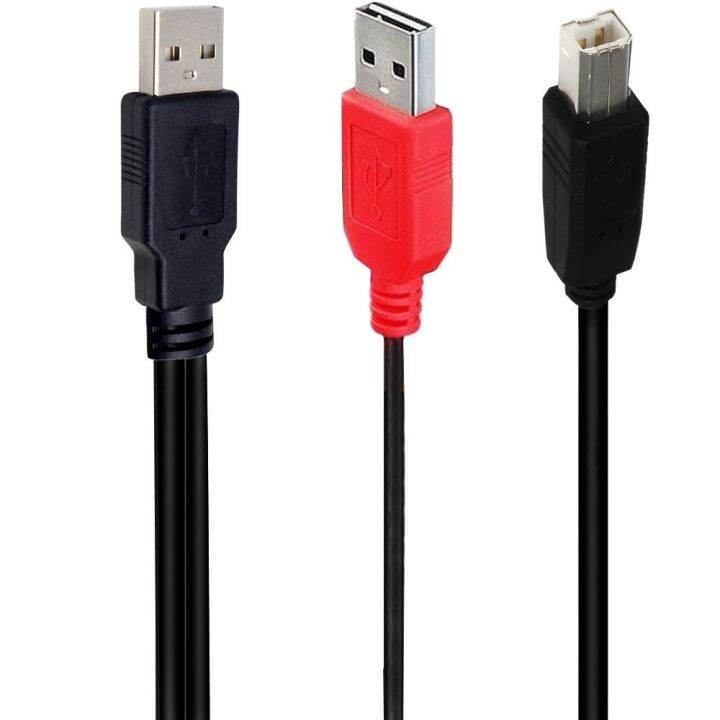 Dual USB 2.0 Male To Standard B Male Y Cable For Printer Scanner ...