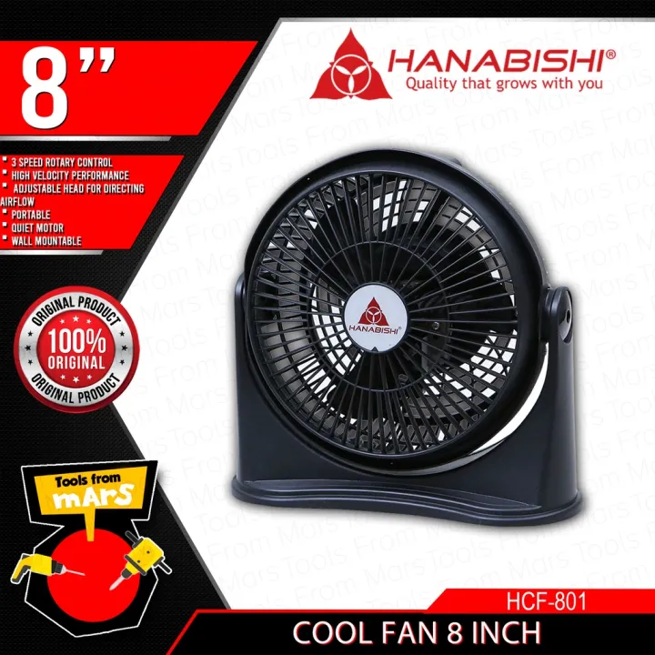 HANABISHI Electric Desk Fan Cool Fan 35W 8" 8T HCF801 •TOOLS FROM MARS