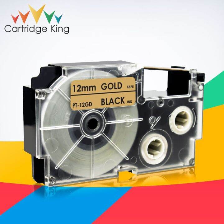 12mm Labeling Tapes for Casio XR12GD Black on Gold Compatible Tapes