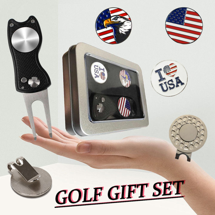 6-pcsset-premium-golf-gifts-set-switchblade-divot-tool-hat-clip-ball-markers-usa-series-for-men-women