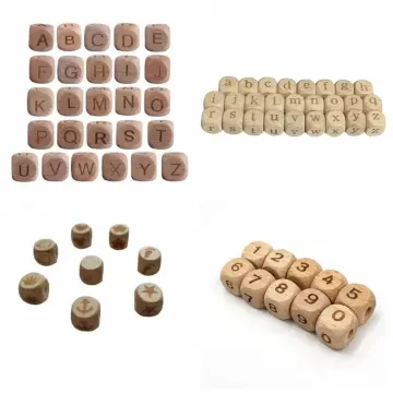 Beech Alphabet Letter Beads 100pc 12mm Square Shape Beech Wood Letter Beads  Necklace Accessory DIY Jewelry Beads Mix Letter