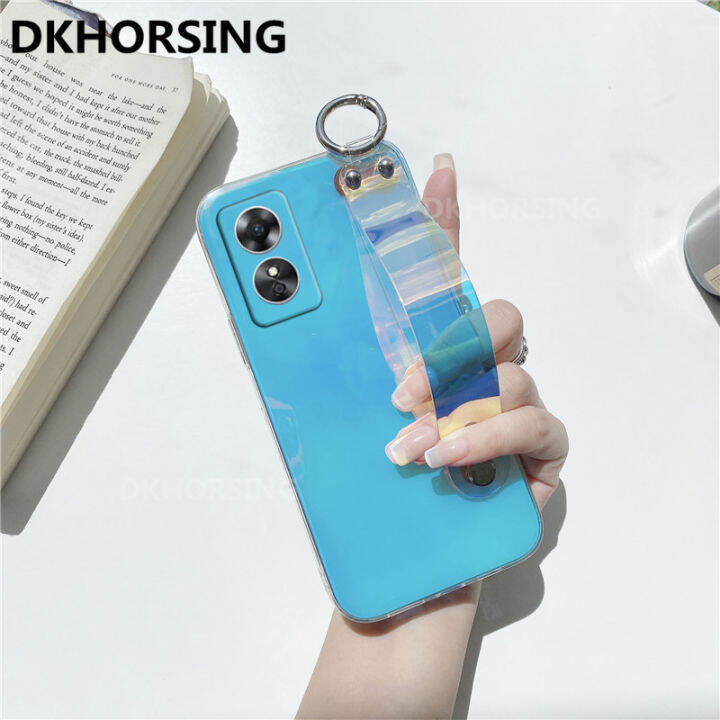 dkhorsing-oppo-เคสโทรศัพท์-a78-5g-ins-เคสนิ่มสีม่วงไล่ระดับสี-oppo-a78ซิลิโคนกันกระแทกพร้อมสายรัดข้อมือ