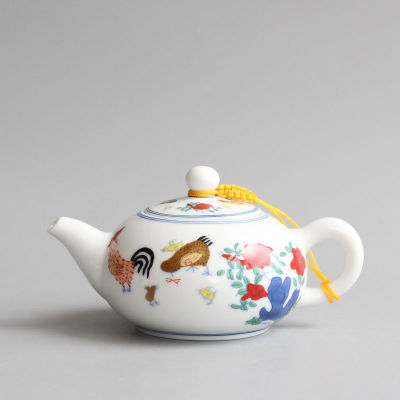 Chinese Traditional Tea Set Ceramic Retro Rooster Teapot with Filter Holes 200ml Archaistic Small Services Puer Tea Coffee Pot