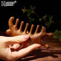 1 ชิ้นมัลติฟังก์ชั่นวดเมอริเดียนหัวหวี Sandalwood หวีฟันกว้างขนาดใหญ่ Shankless Wood Tip Pin Spider Comb