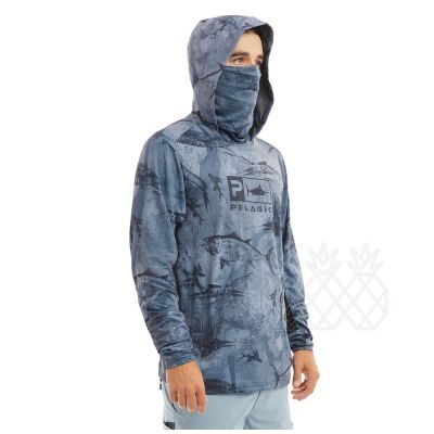 Pelagic Fishing Shirt Summer Long Sleeve UPF 50+ Quick Dry Breathable Hooded Mask Fishing Clothes Anti-UV Fishing Sweatshirt