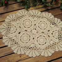 【CC】❈❅  Crocheted Doilies Oval Table Shabby Crochet Placemet Wedding Event 30x45cm