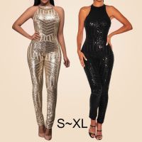 Sequin Off Shoulder Women Jumpsuit O-neck Sleeveless Casual Jumpsuits Rompers Clubwear Party Playsuits Combinaison Femme