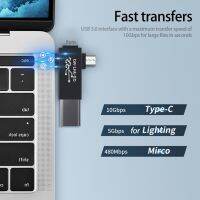 Compact Type-C Adapter Portable OTG Converter 3-in-1 USB-A to TypeC/USB3.0/8-PIN Mobile Phone Converter Adapter Fast Charging