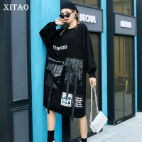 XITAO Dress Letter Patchwork Tassel Black Women Dress