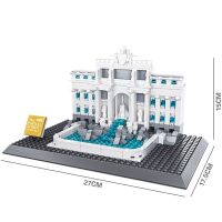 WANGE City Architecture Fontana Di Trevi Building Blocks Sets Bricks Classic Skyline Model Kids Gift Toys