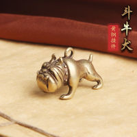 ขนาดเล็กห้อยทองเหลืองแบบฝรั่งเศสโบราณจี้พวงกุญแจรูปสุนัขราศีจีน Shaggy Dog Brassware 0000