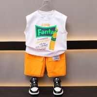 Trendy Childrens Clothing Boys Summer Suit 2023 New Little Boy Clothes Childrens Summer Sleeveless Vest Two-Piece Set Trendy