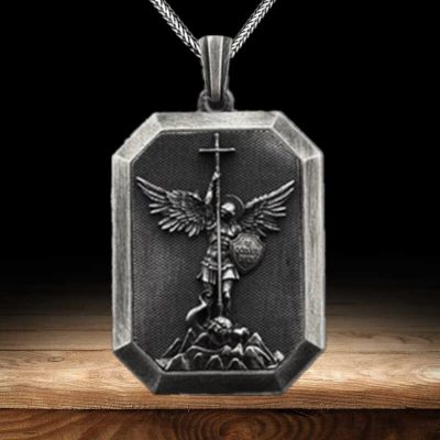 แฟชั่น St.michael Angel สร้อยคอความเชื่อ Religiou Cross Pendant สร้อยคอฮิปฮอปสำหรับผู้ชาย Cross ของขวัญครบรอบจำพวกเครื่องประดับ