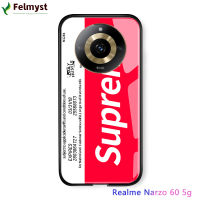 สำหรับ Realme 11 5G Realme Narzo 60 5G แฟชั่นหรูหราโลโก้แบรนด์ยอดนิยมของผู้ชายสำหรับเคสโทรศัพท์มันวาวกันกระแทกเคสกระจกเทมเปอร์