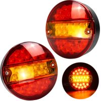 Waterproof LED Tail Light Round 5.6 inch Hamburger Tail Brake Turn Signal Lamp for Trailer Caravan Camper Van Truck Tractor ATV