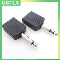 QB7LA Store 6.35mm male to 6.35 Dual female 6.5mm 1/4" Mono Stereo Audio Jack Plug Adapter Microphone connector Y Splitter Converter