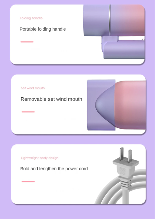 ไดร์เป่าผมขนาดพกพาไดร์-ไดร์เป่าผมมินิ-ไดร์เป่าผม-น้ำหนักเบา-พลังงานในครัวเรือนขนาดเล็ก-พับได้-รุ่น-2600