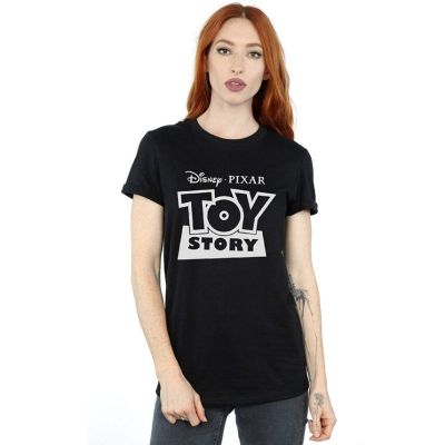 ﹍◊ดิสนีย์เสื้อยืดลำลอง Disney Womens Toy Story Outline Boyfriend Fit T-Shirt Team G0J5COD