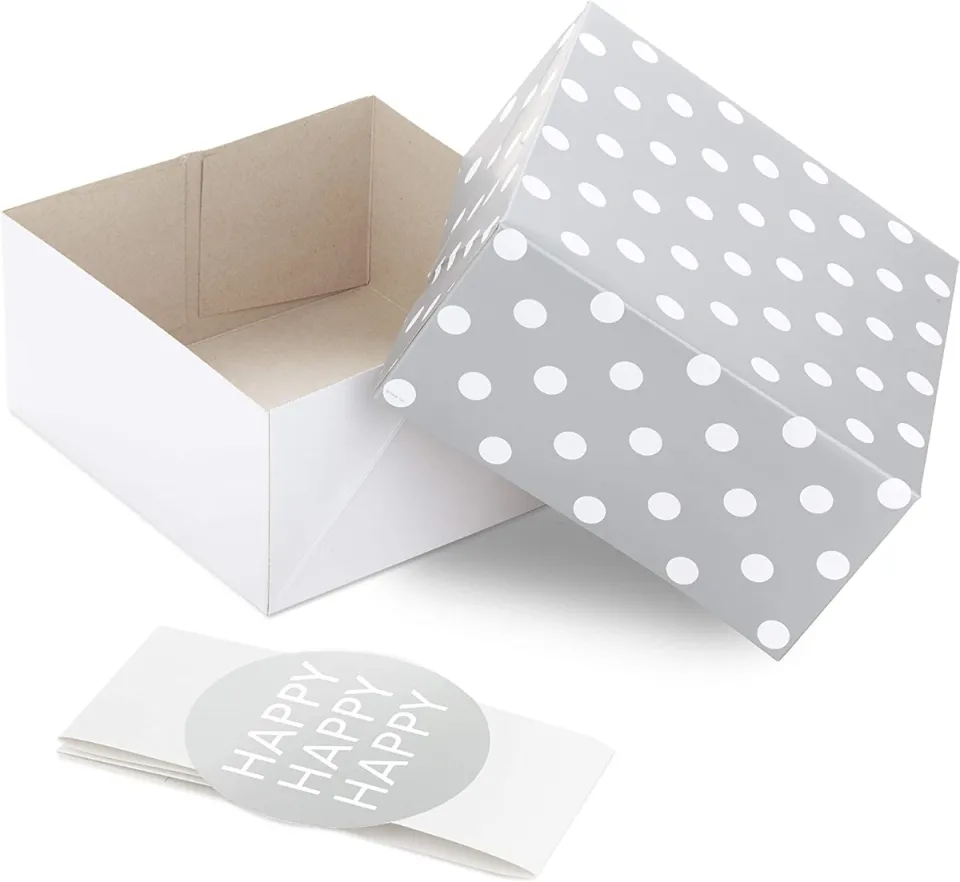 Hallmark 8 Medium Gift Box Set with Wrap Bands (Pack of 2: Silver and  White, Happy) for Christmas, Hanukkah, Weddings, Valentine's Day,  Birthdays Small Silver Box with Band