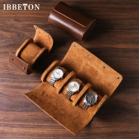 IBBETON 3-Slot Watch Roll Travel Case Portable Vintage Leather Watch Display Case Watch Storage Box Watch Organizers Of Men Gift