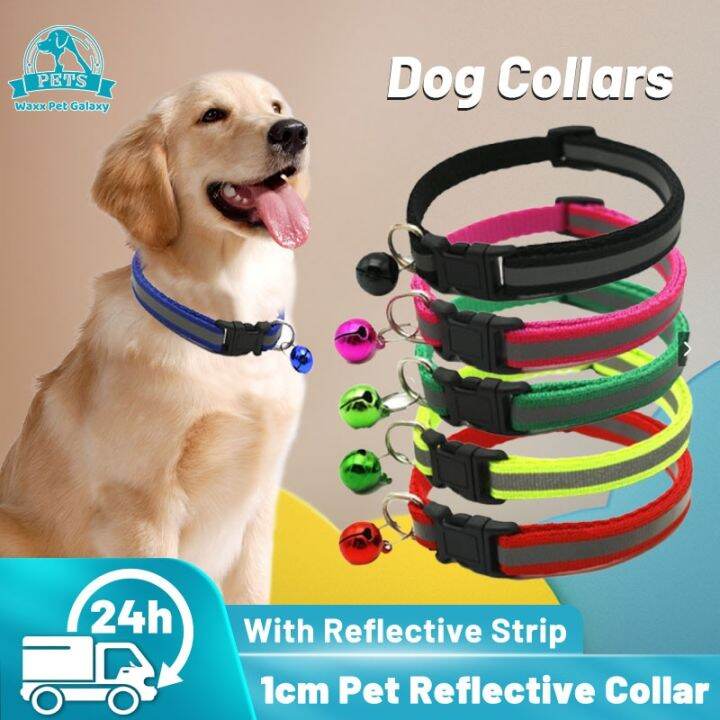 Adjustable Reflection Nylon Dog Collars With Bells Charm Necklace For