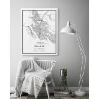 Vallejo Chart ผ้าใบพิมพ์,ศิลปะบนผนังแผนภูมิเมือง,ของขวัญแคลิฟอร์เนีย Minimalistic Artwork,ผ้าใบครัว,ผืนผ้าใบพิมพ์ผ้าใบ1ชิ้นภายในกรอบหรือไร้กรอบ