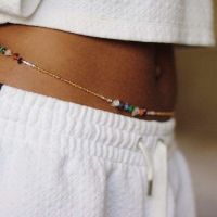 Fashion Multicolor Natural Stone Belly Chain for Women Girls Gold Color Beaded Waist Chain Body Jewelry Beaded Chain Gifts