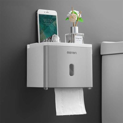 【CW】 Toilet Paper Roll Holder Wall Mounted Tissue Storage Rack Shelf Accessories
