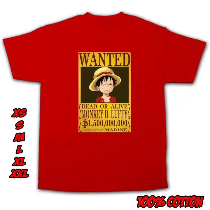 One Piece Wanted Luffy Funny Face shirt (OP17) | Lazada PH
