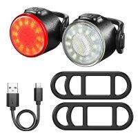 2 Pack Rechargeable Bicycle Lights Set , IPX6 Waterproof Front and Rear Bike Taillight Cycling Road Bike Headlight